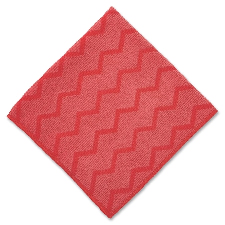 Rubbermaid Commercial Cleaning Cloths, Zig Zag, Microfiber, 16"x16" Red, PK 12 RCPQ62000RD